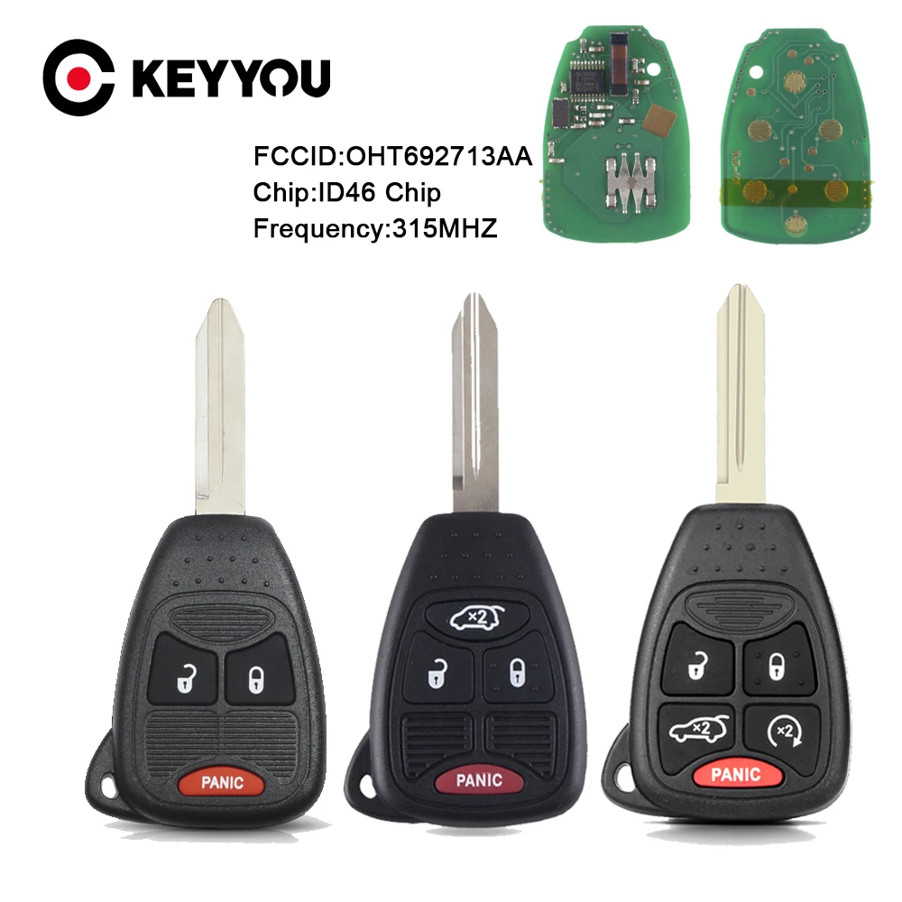 

KEYYOU 315 ID46 Chip Remote Car Key For Dodge RAM JEEP Commander Compass Grand Cherokee Liberty Wrangler Chrysler OHT692713AA