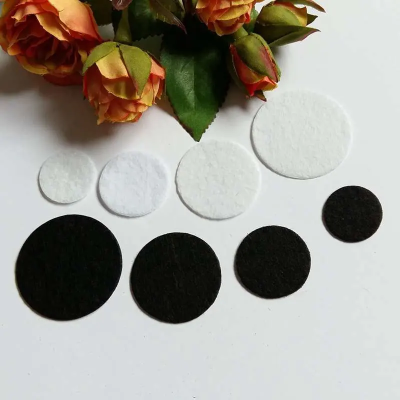 100pcs/lot 20mm-35mm White Black Round Felt Fabric Pads Eco-friendly Patches for Fabric Flower Accessories DIY Scrapbook