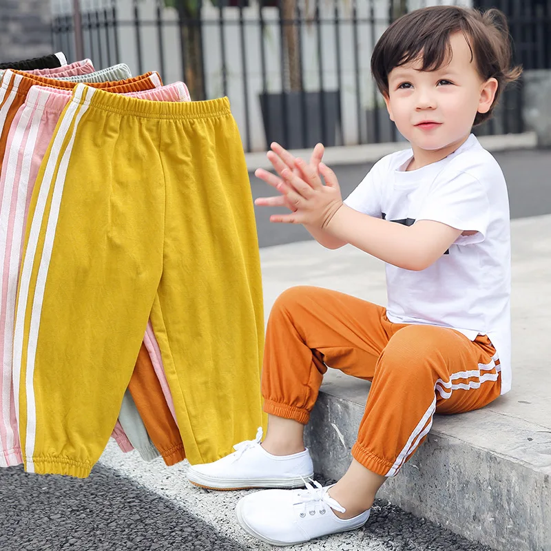 

2021 Spring Ice Silk Children's Anti-Mmosquito Pants Thin Girl's Clothing Boy's Pants Baby Pants Sports Summer Trousers