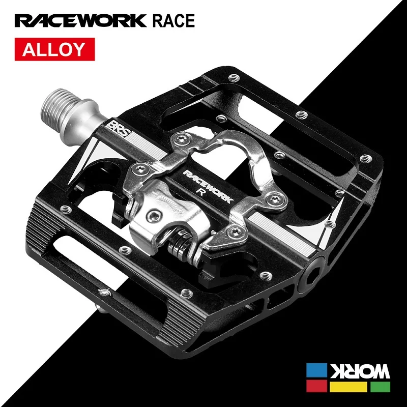 RACEWORK M215 Pedals For Bicycle Footrest Mtb Mixed Pedals Clip Mountain Bike Foot Rest Double Function Spd Aluminum Footrest