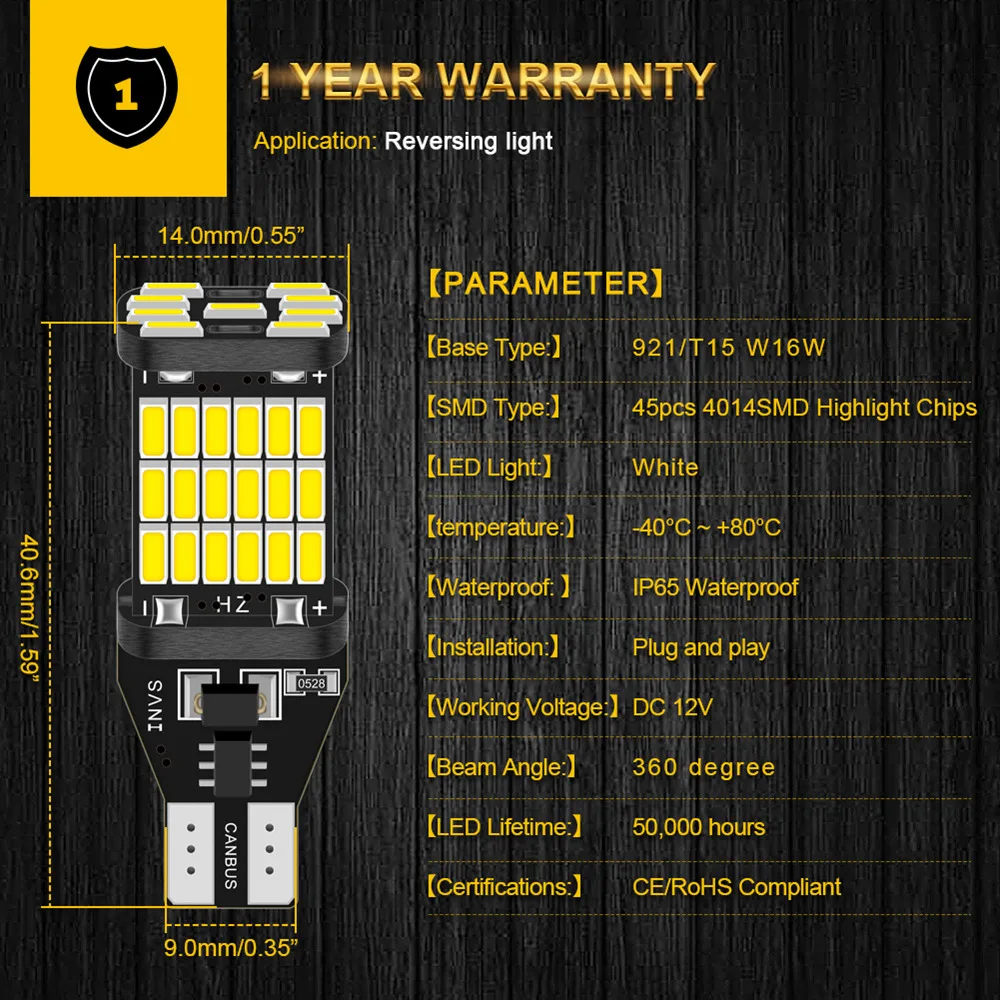 2x Canbus W16W T15 Led 921 912 Car Backup Reverse Light For VW Passat B5 B6 B7 CC Golf 4 5 7 6 Touareg Polo MK7 Jetta MK6 Beetle