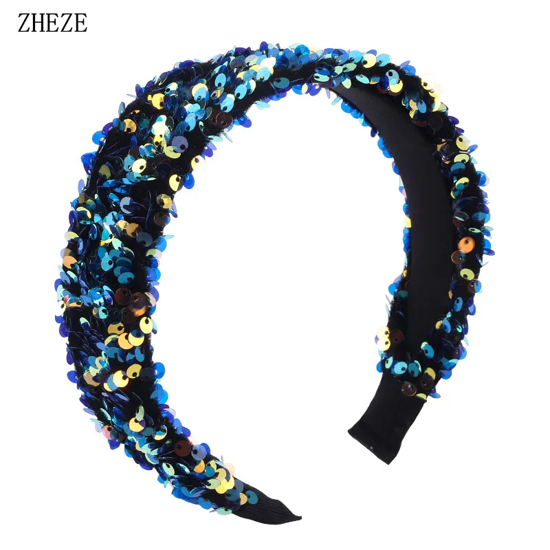 1PC Girls Glitter Reversible Hairband Sequins Fashion Mermaid Head Bands For Women Party Hair Accessories