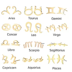 Stainless Steel 12 Constellation Earrings Star Zodiac Sign Studs Fashion Tiny Minimalist Female Girls Bijoux Femme Drop Shipping