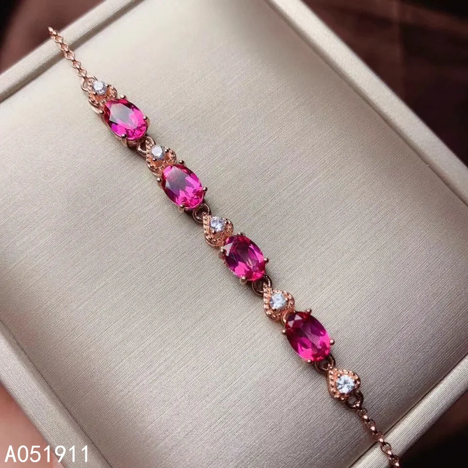 

KJJEAXCMY fine jewelry natural pink topaz 925 sterling silver new women hand bracelet support test popular