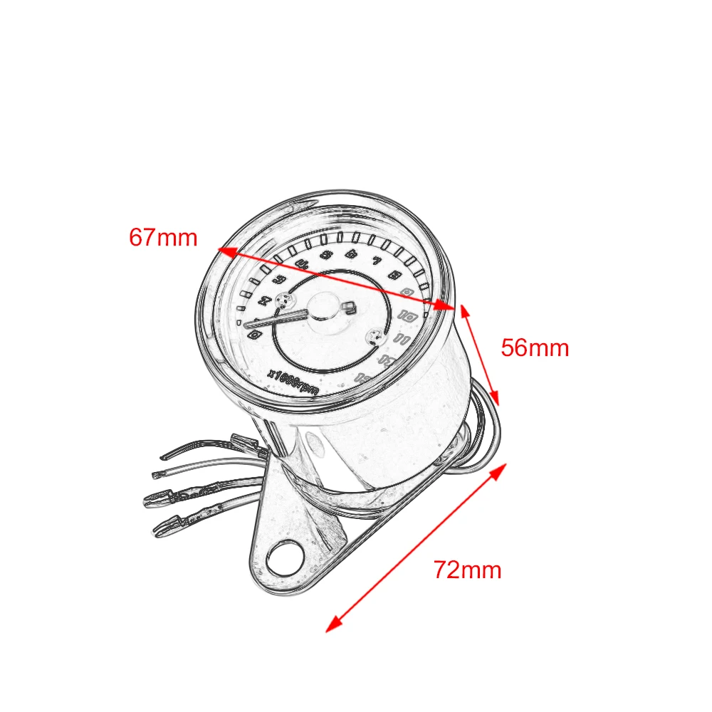 Tacómetro Universal para motocicleta, pantalla LED de 1000rpm, de 12V CC, medidor de calibre 13k, velocímetro, piezas de motocicleta para