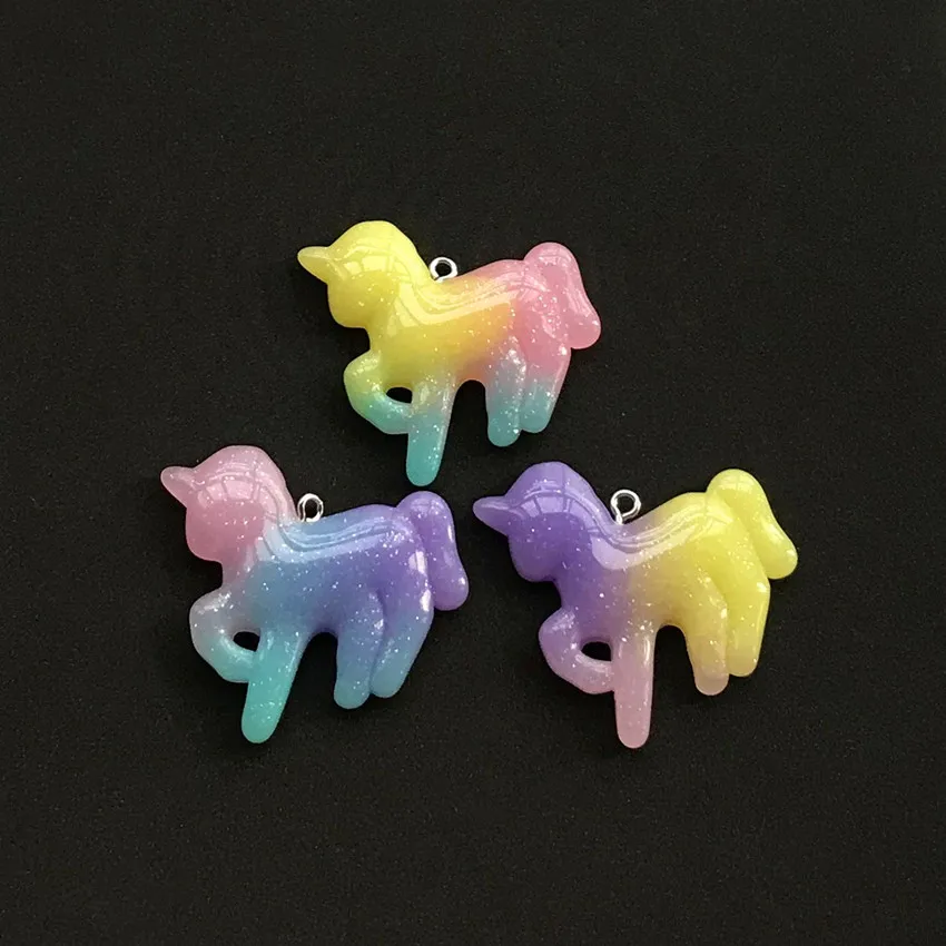 

12pcs 42mm*26mm resin unicorn necklace charms very cute keychain pendant necklace pendant for DIY decoration