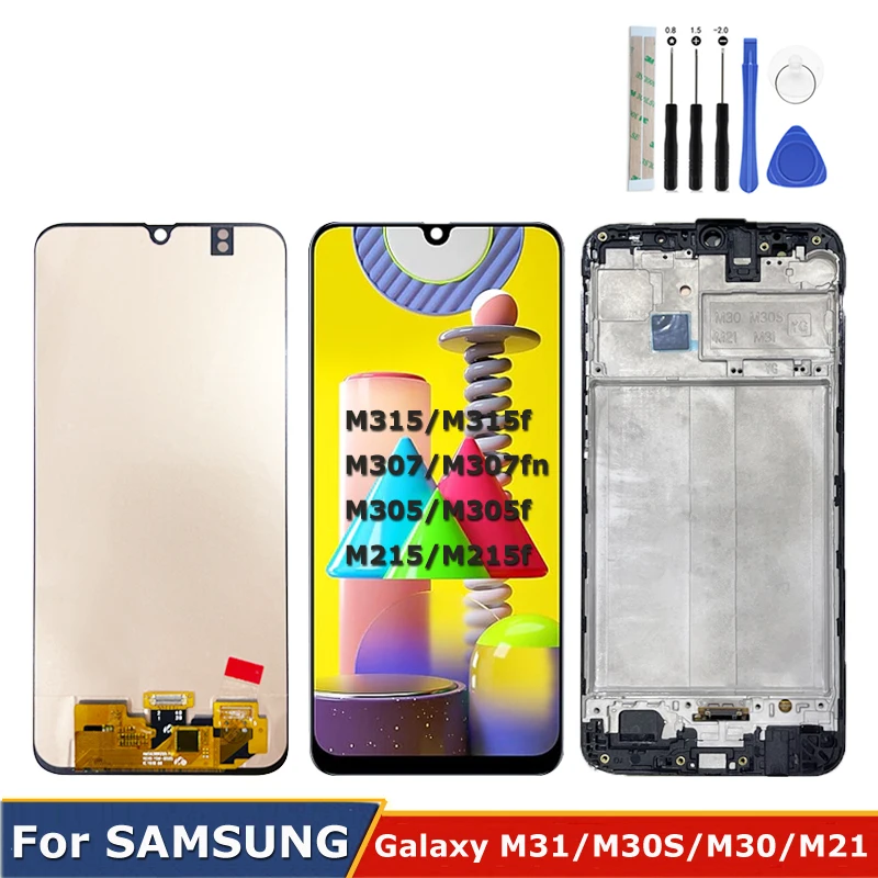 

6.4''OLED For Samsung Galaxy M31 M315f LCD Display Touch Screen M30 M305 M30S M307 M215 M215f Full Digitizer Assembly With Frame