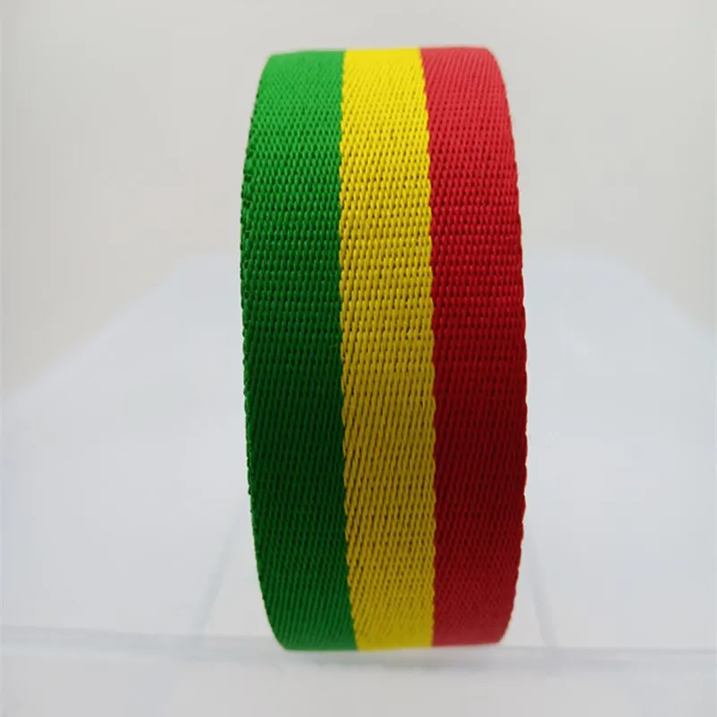 Fashion 10M Width 25mm Red Yellow Green Grosgrain Ribbons backpack Belt decoration tape DIY garment handmade sewing accessories