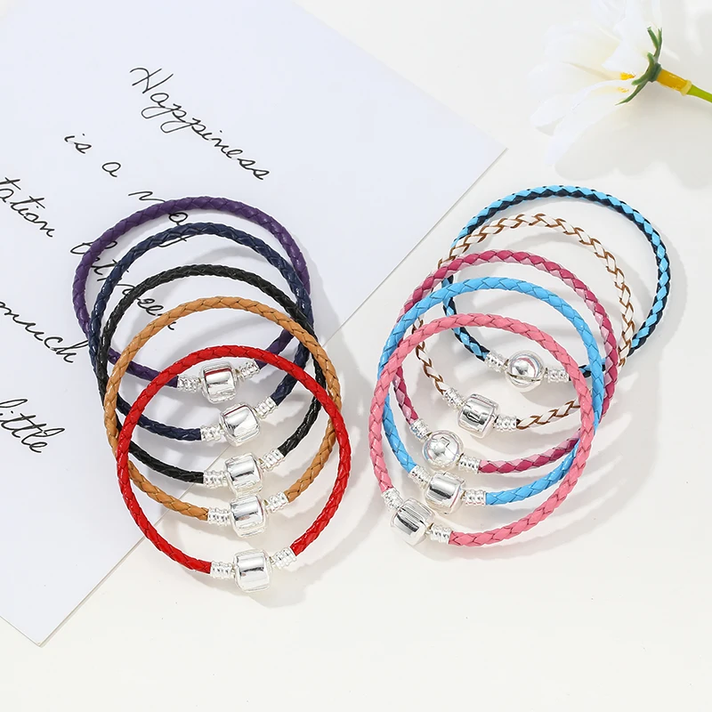 BAOPON 5Pcs/Lot Classic 10 Colors Line Leather String Charm Bracelet Fits DIY Rope Brand Bracelet For Women Men Jewelry Gift