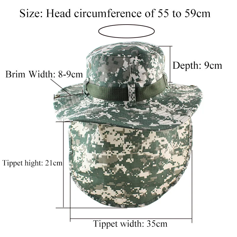 CAMLOAND Mens Buck Hat With Neck Flap Summer UPF 50+ Sun Hat For Women Camouflage Hiking Caps Outdoor Breathable Fishing Hats