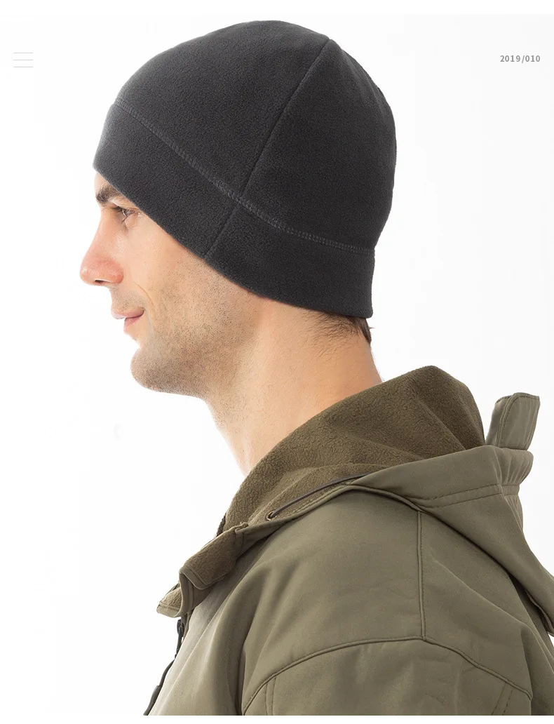 Warme Mütze, Winter, weich, für Herren, Beanie, Ski, Radfahren, hautfreundlich, taktisch, antistatisch, Wandern, Thermo-Fleece, Laufen, winddichte Kappe – Detail 10