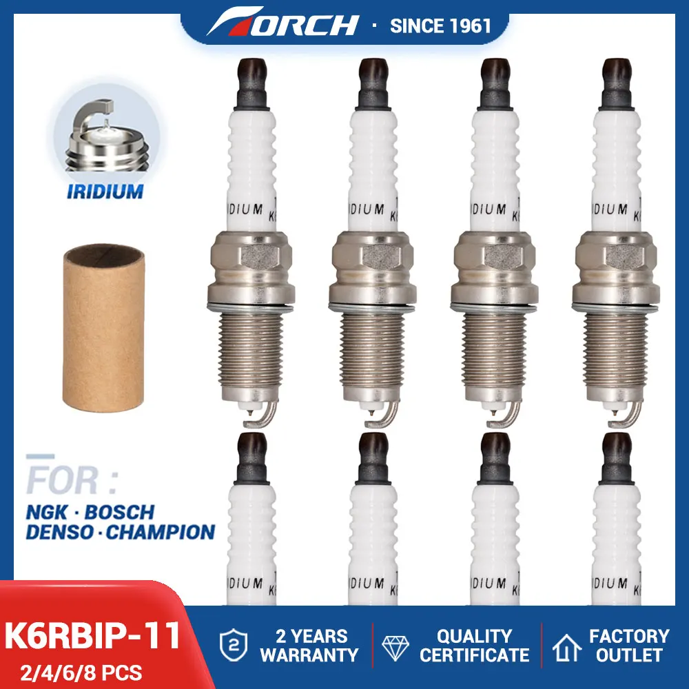 2-8PCS Candles Replace for ZFR6K-11/6711 IZFR6K11/6994 IZFR6K-11S/5266 IZFR6K11NS/9329 Iridium Spark Plug Torch K6RBIP-11