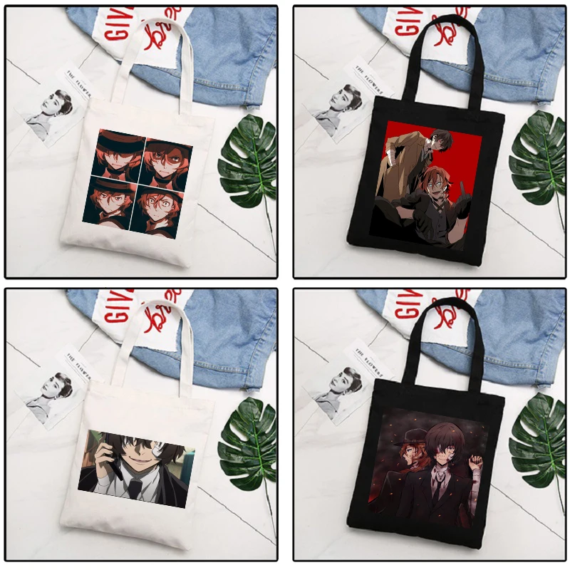 Japanese Anime Bungo Stray Dog Osamu Dazai Canvas Bag Goth Shopper Large Capacity Women Bag Vintage Shoulder Bag Classic Handbag