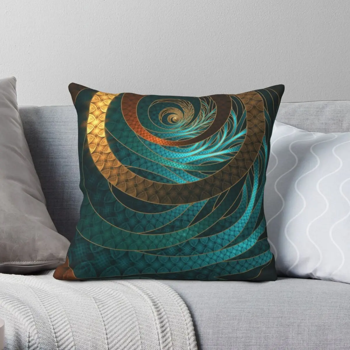 Corded Leather Turquoise Fractal Bangles Square Pillowcase Polyester Velvet Linen Creative Zipper Decorative Throw Pillow Case