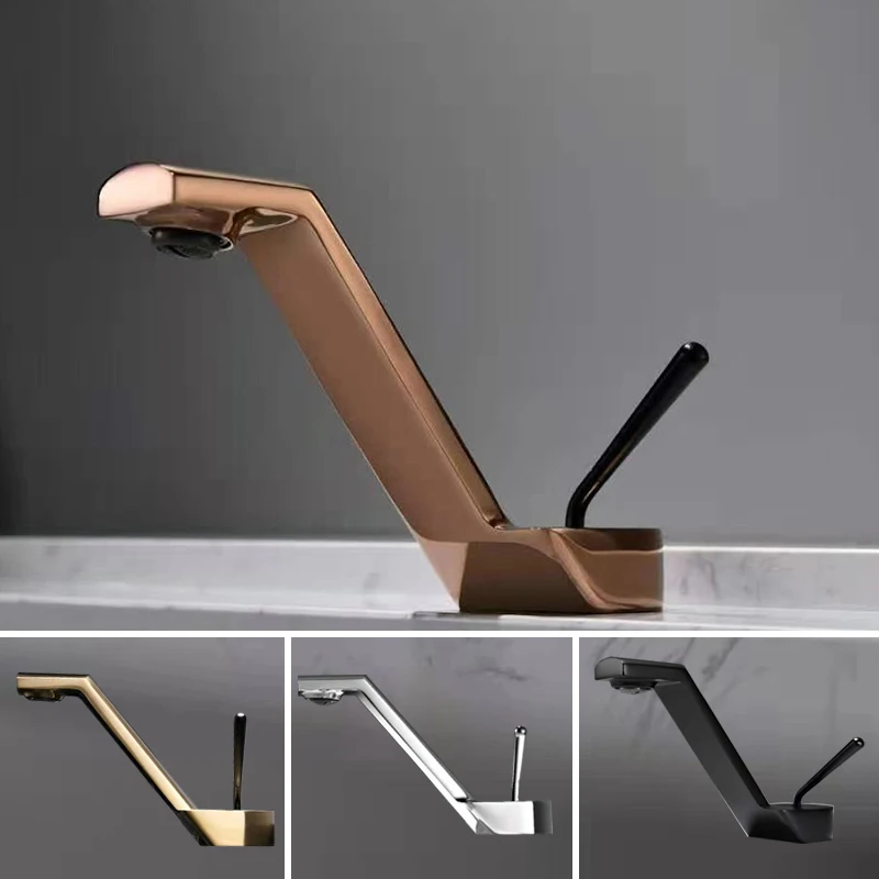 Bathroom Basin Faucet Lavatory Tap Single Handle Design Solid Brass Shine Chrome Matt Black Brushed Gold Washbasin Hot and Cold