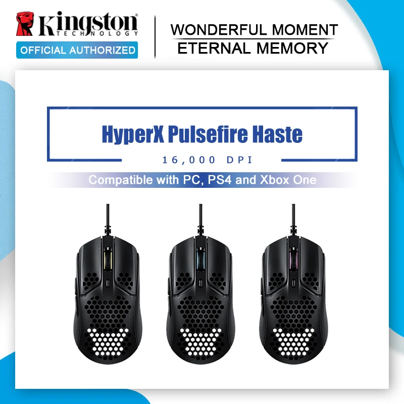 Kingston HyperX Pulsefire Haste Gaming Mouse RGB 16000 DPI USB Wire Computer Mouse Pixart 3335 sensor for PC, PS4 and Xbox One