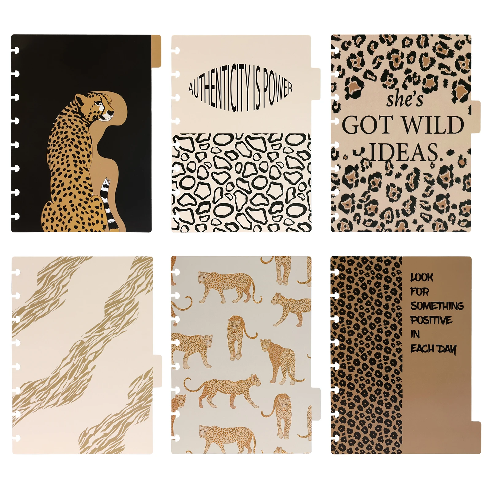 Mushroom Buckle Binder Index Dividers Cartoon Cheetah Pattern Daily Plan Bookmark Index Notebook A5 Size Flipchart Divider