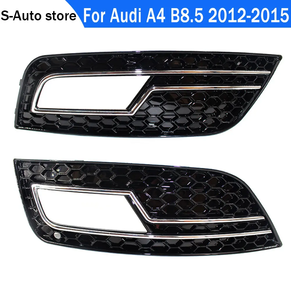 

A Pair Black + Chrome Wire S4 RS4 Modified Fog Lamp Cover Car Front Fog Lamp Cover Mesh Grille For Audi A4 B8.5 2012-2015