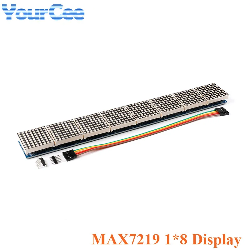MAX7219 8*8 Dot Matrix LED Display 8 w jednym Czerwony moduł płytki sterującej cyfrowej lampy z wspólną katodą z kablem do Arduino