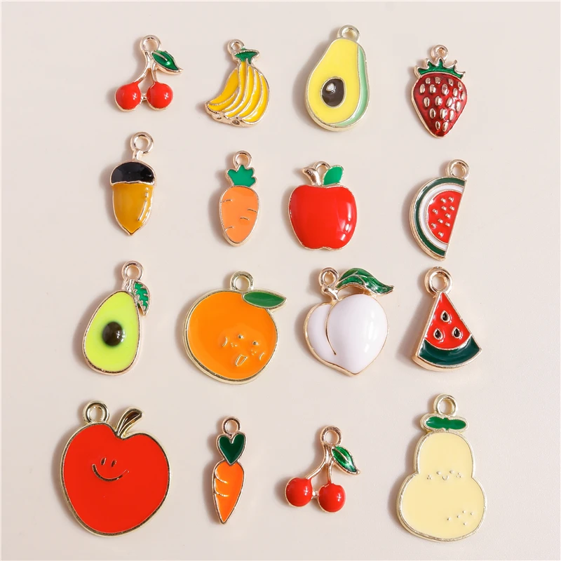 10 stücke Emaille Frucht Charms für Schmuck machen niedlichen Ananas Anhänger DIY Ohrring Halskette handgemachten Schmuck Ergebnisse – Detail 1