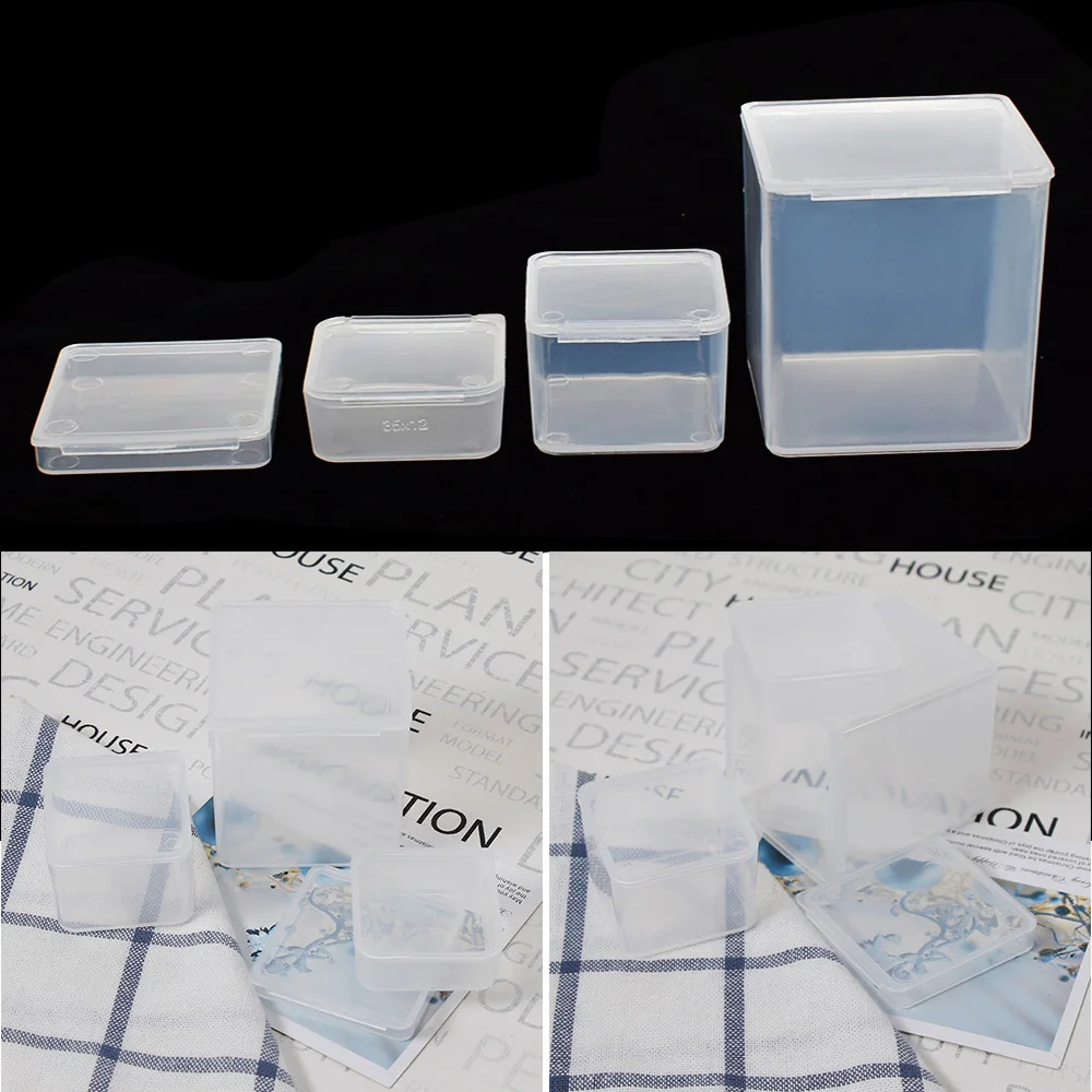 1PCS Plastic Transparent Jewelry Storage Box Travel Mini Square Organzier Container with Lid For Stationery Clips Jewelry Box