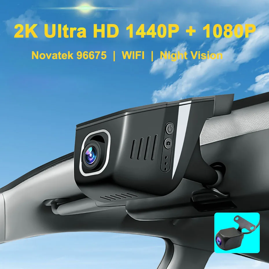 WHEXUNE Hidden Car Dvr Dash cam Wifi Front and Rear Camera 2 lens FHD 1080P loop record APP control record the driving process