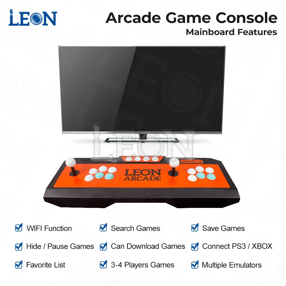 LEON ARCADE Game Console Hd 720p Retro Pandoras Box Game Console Multiplayer Joysticks Pandora Box 3d Wifi 8000 Arcade