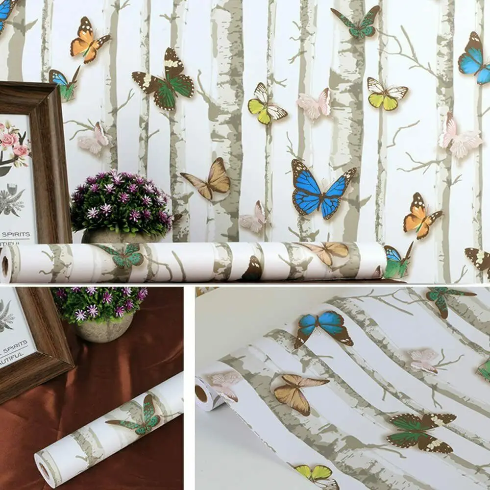 HaoHome Butterfly DIY Self Adhesive Wallpaper Peel And Stick Contact Paper for Bedroom Shelf Drawer Decor