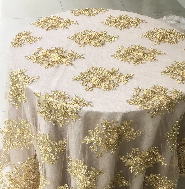 Golden golden car bone lace  full-width embroidery lace fabric wedding accessories car bone lace embroidered fabric