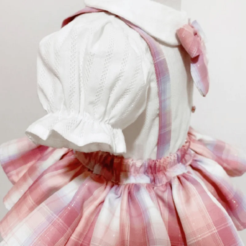 Baby Girl Formal Clothes Set White Shirt+Suspender Skirt+Bow Tie 3PCS Summer Child Clothing Set Outfit Baby Clothes Suit 1-7Y