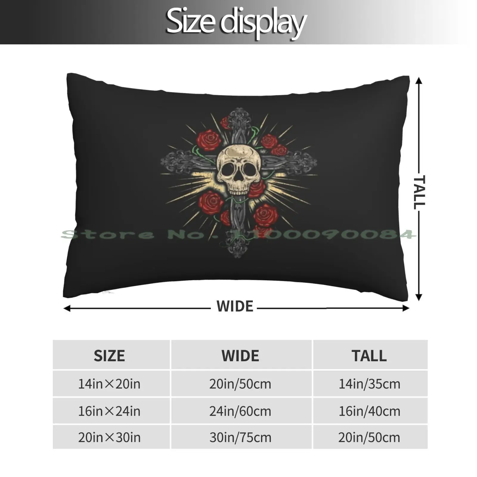 Skull Cross Biker Gift Vintage Motorcycle Roses Tattoo Ink Pillow Case 20x30 50*75 Sofa Bedroom Edm Music Dj Disc Jockey Ultra