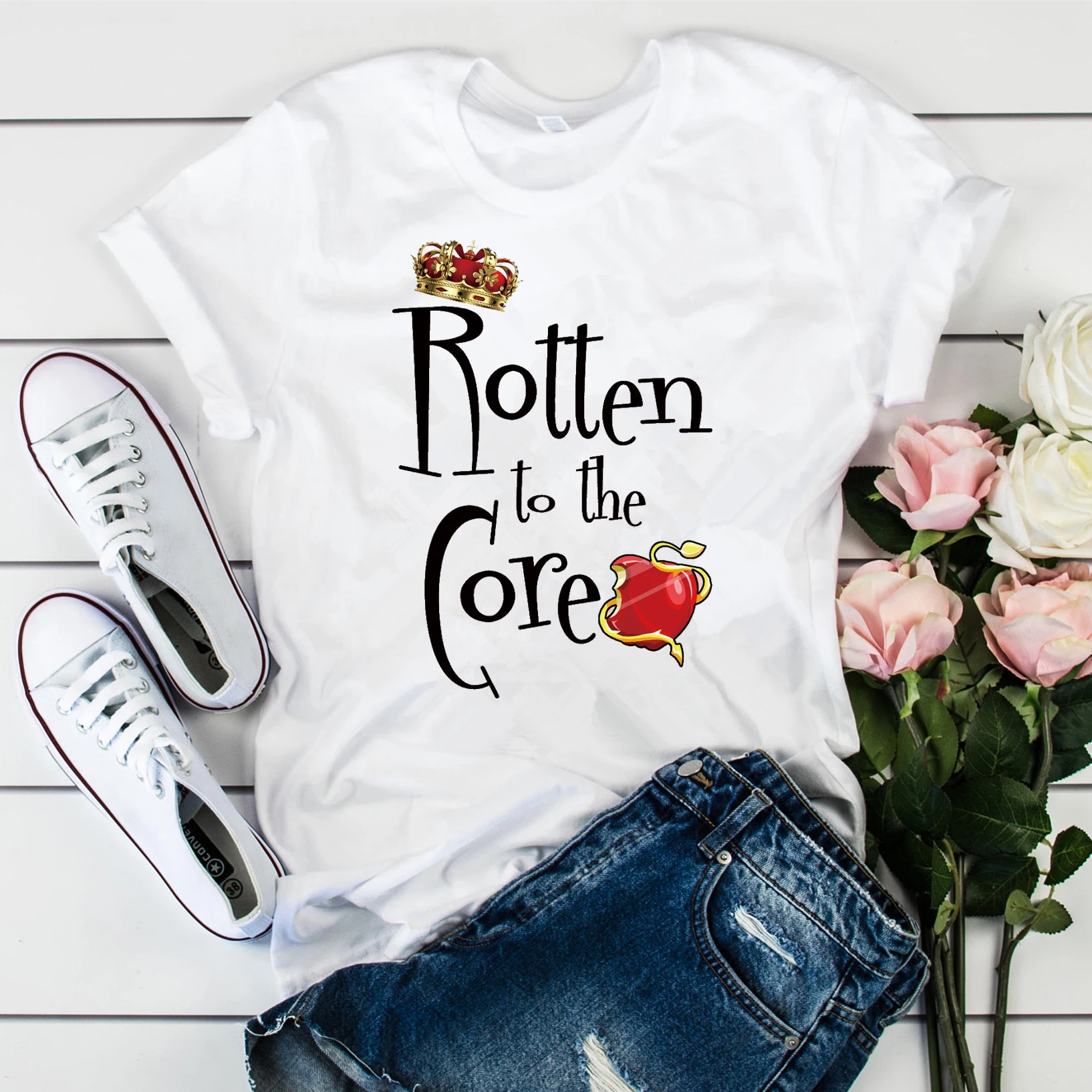 Cute Matching Tee Rotten To The Core Shirt Descendants Inspired Shirts Mal Evie Evil Queen T-shirt