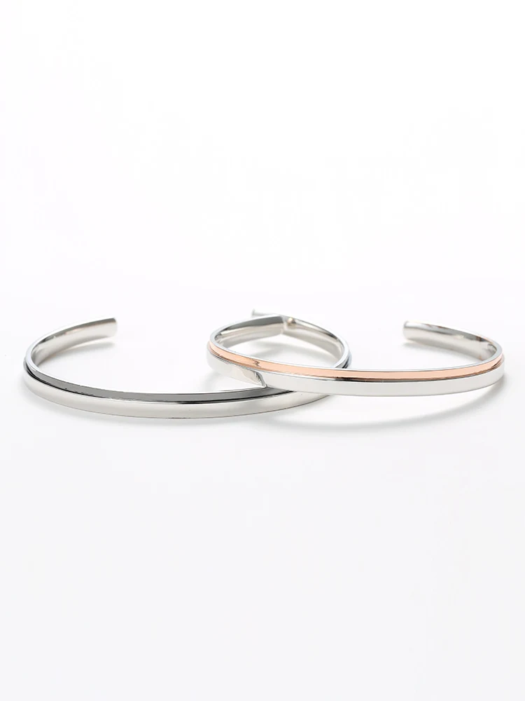 Véritable 999 argent simple couple ouverture hommes et femmes bracelet mode noir rose or bracelet cadeau de Saint Valentin