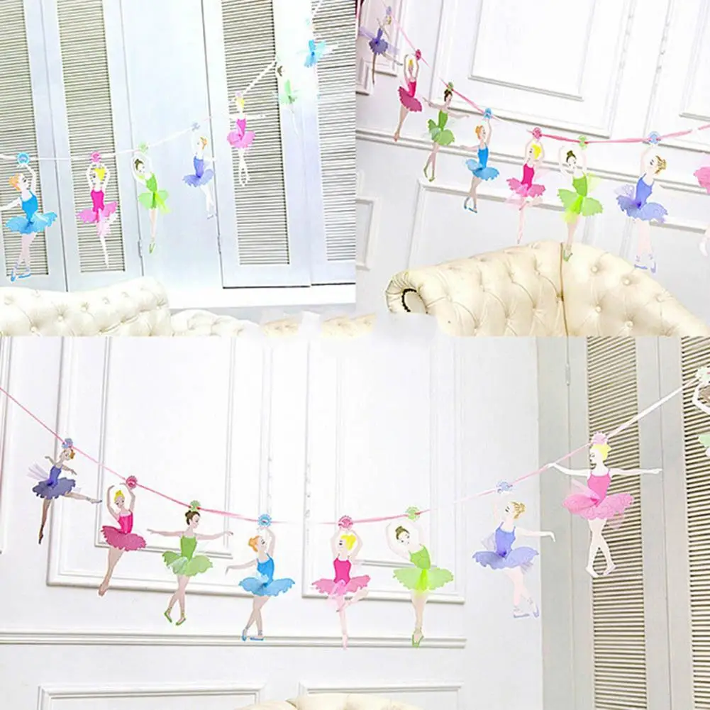 Lovely Dancing Ballet Girl Hanging Bunting Kindergarten Party Decoration