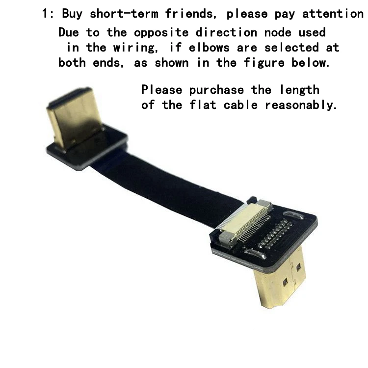 Compatible con HD hembra a Micro HDTV tipo D arriba abajo FPV FPC ángulo macho hembra codo HDTV Cable plano FPC para GH4 GoPro BMPCC A5000