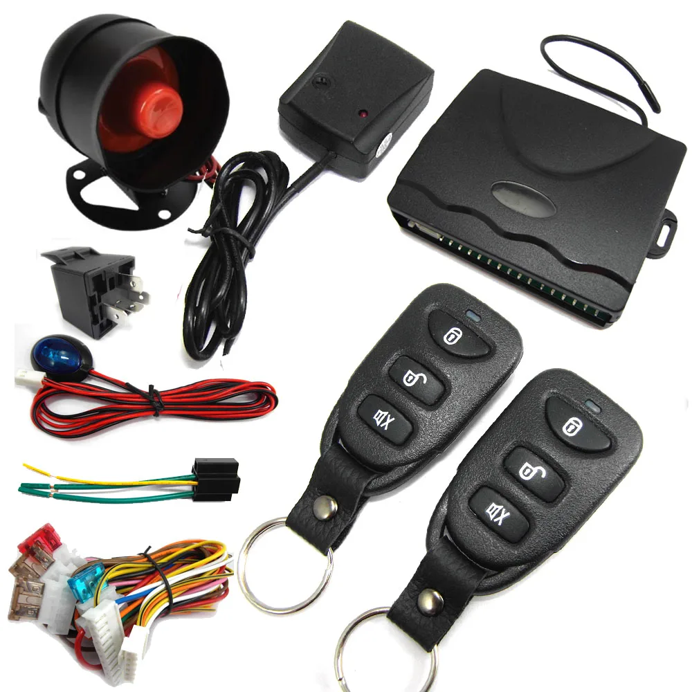 Car One Way  Alarm System Universal Auto Keyless Entry System with Siren for 12V DC Vehicle with Central Door Lock System