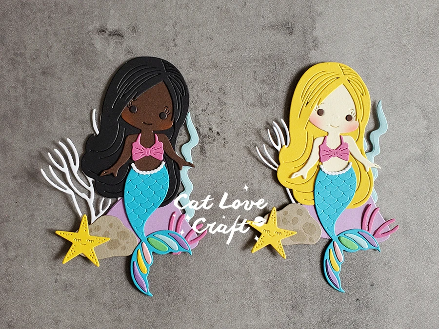 Catlove Mermaid Girl Metal Cutting Dies Scrapbooking Mold Stencil Die Cuts Card Making DIY Craft Embossing New Dies For 2021