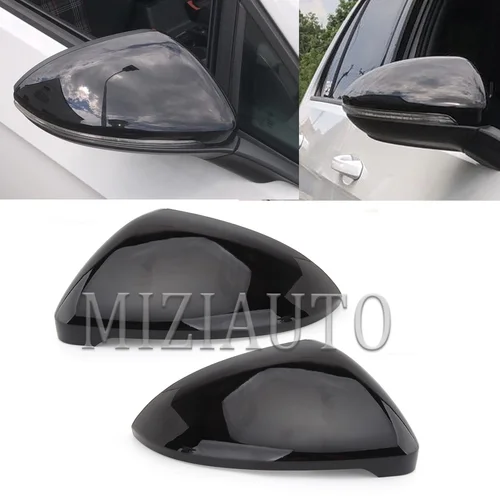 Imagen 2 del producto Tapas de cubierta de espejo retrovisor lateral, señales para VW Golf 7 MK7 7,5 GTI para Touran 2013-2020, funda de espejo negro brillante, accesorios para coche
