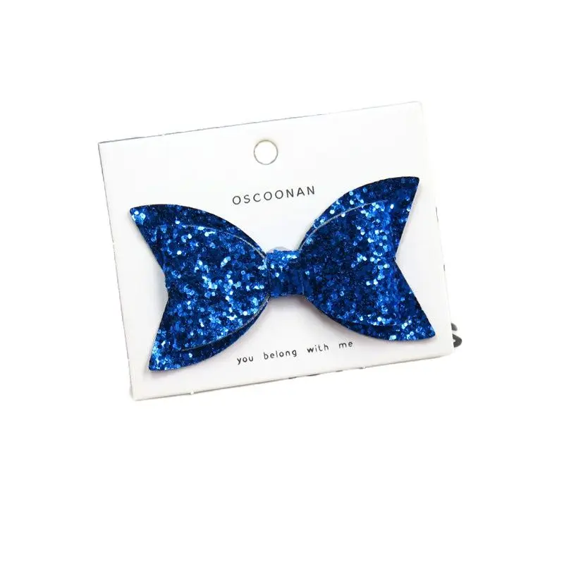 1PCS Cute Royal Blue Swallowtail Sequin Bows Clips Hairpins 2022 Barrettes Creativity Korean Hair Accessories For Baby Girl