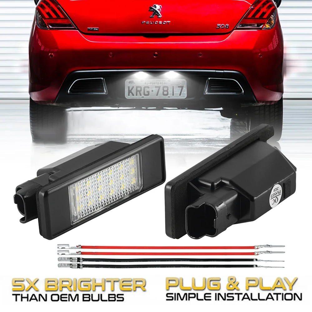 Luces LED para matrícula trasera de coche, accesorio para Peugeot 6000, 307, 207, 308, 3008, 407, 106, 406, 508, Expert RCZ 607, 807, 1007, 806, 2