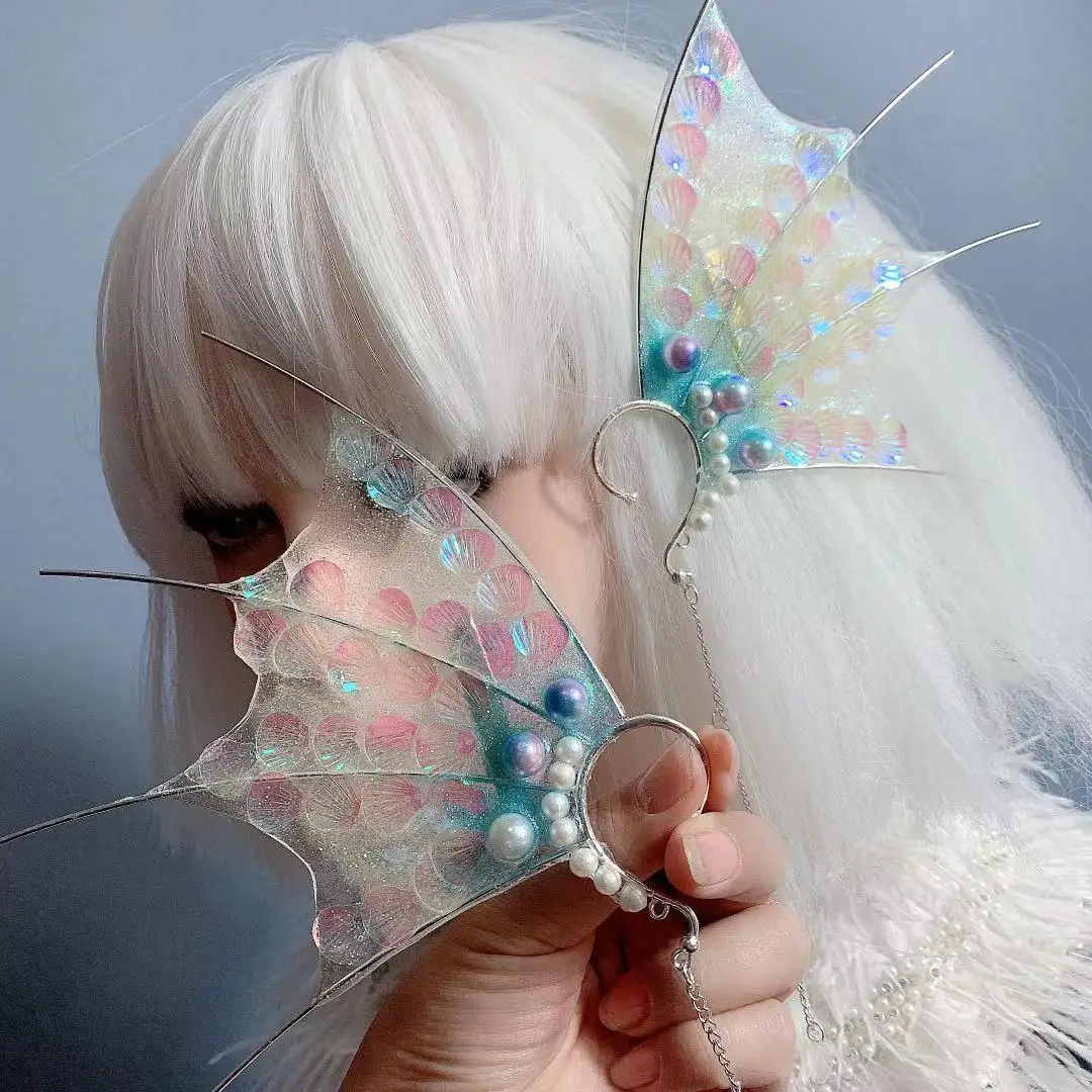 Waterproof Mermaid Ear Accessories For Women Halloween Spirit Cosplay Pixie Fairy Headwear Elf Headdress Photography Props