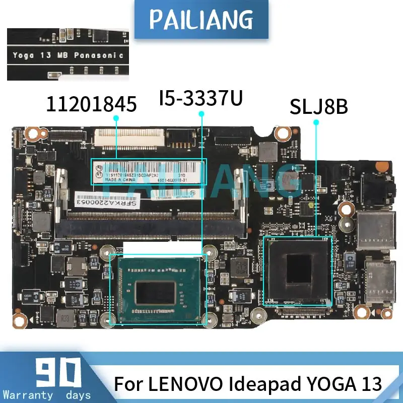 

PAILIANG Laptop motherboard For LENOVO Ideapad YOGA 13 I5-3337U Mainboard 90002038 DDR3 tesed