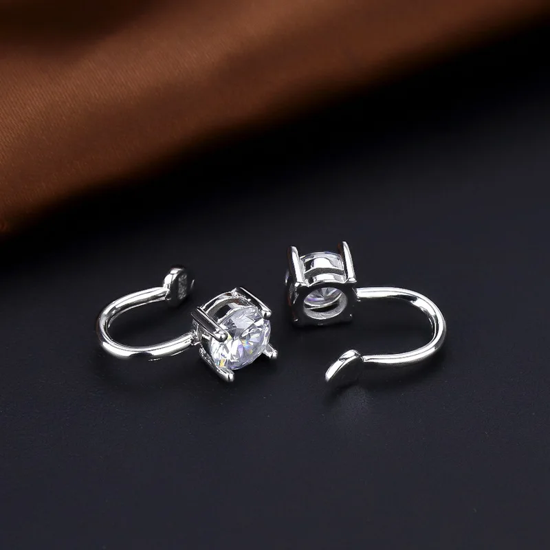 Small Cubic Zirconia Earring Clip Simple Earring Cuff  Without Pierce Fine Ear Jewelry For Lady Girls