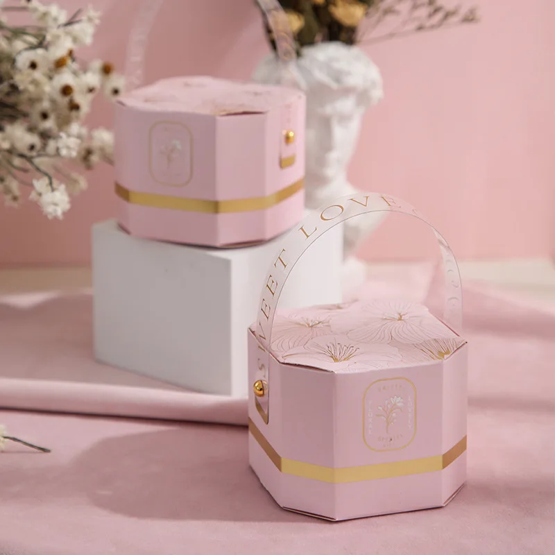 New Hexagonal Shape Wedding Favors and Gift Candy Box Sweet Chocolate Boxes Baby Shower Party for Guests Wedding Decoration