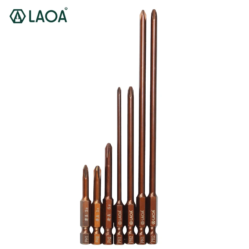 LAOA  S2 Alloy Steel Screwdriver Bits Ph1 Ph2 Bit for Electric Screwdriver Air screw driver Hand Drill With Magnetism