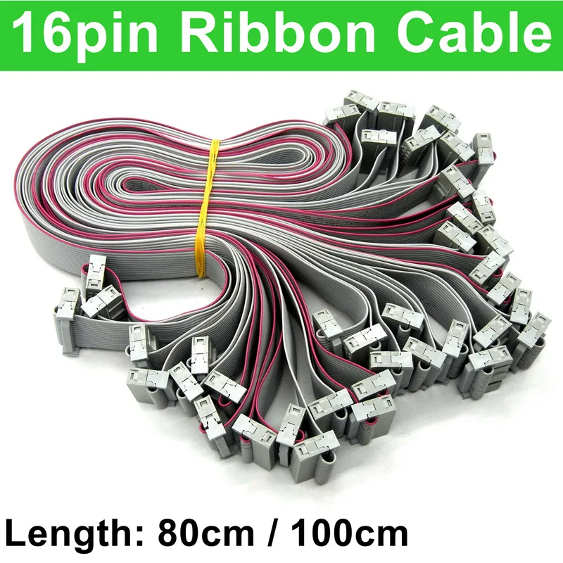 10 sztuk/partia 80cm 100cm 1M 16pin wstążka kabel 2.54mm Pitch rozszerzenie szary płaski kabel przewody do karty kontrolnej wyświetlacza Led