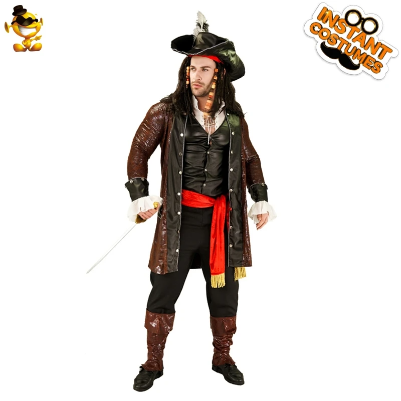 Halloween Costume Men Pirate Cosplay Pirate Costume Men Adults Purim Christmas Party Luxury Buccaneer Outfits Role Play Coat