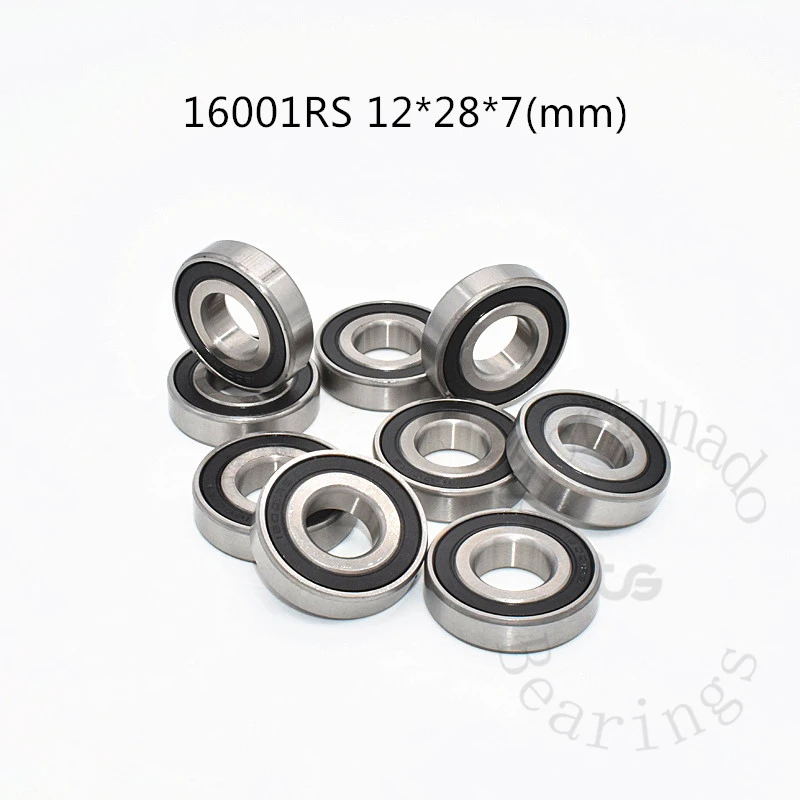 16001RS 12*28*7(mm) 1Piece bearing ABEC-5 16001 16001RS rubber sealing type chrome steel deep groove bearing