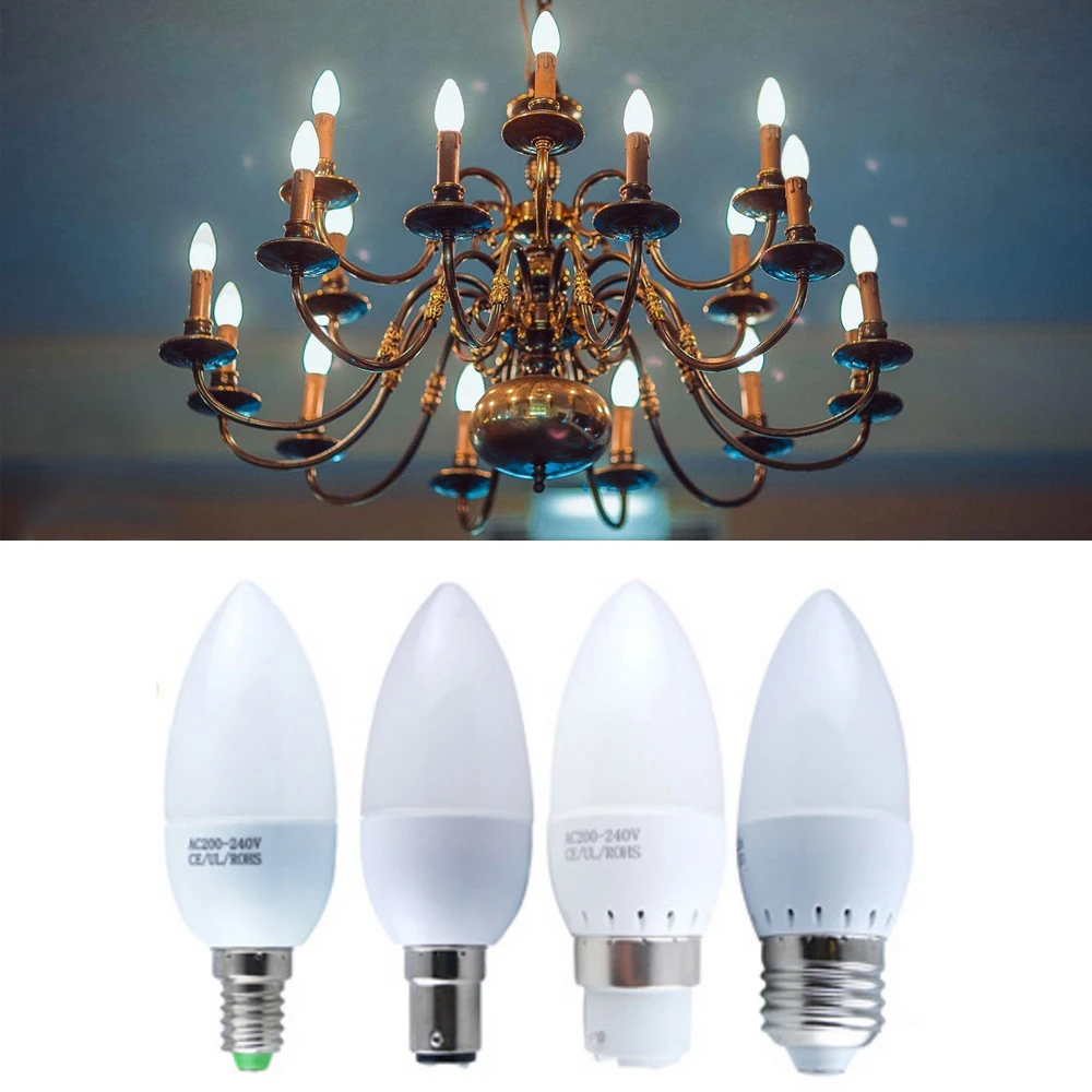 

E27 E14 B15 B22 LED Candle Bulb 5W 3W for Candelabra Base Non-dimmable LED Light Chandelier Bulbs