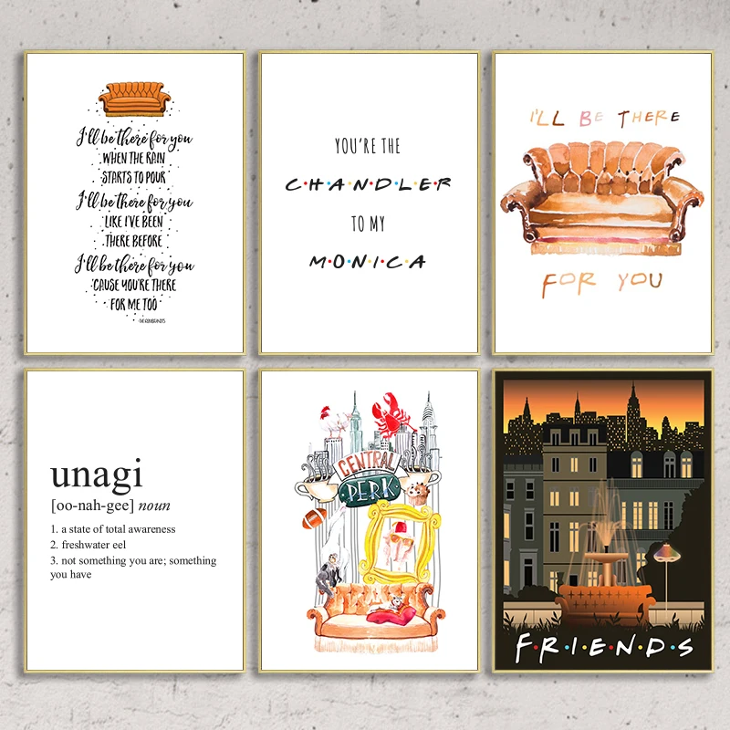 FRIENDS TV Show Poster Prints I\'LL BE THERE FOR YOU Quotes Art Picture Canvas Painting Best Friend Gift Home Wall Art Decor